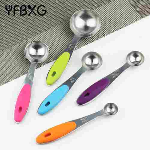 Colored Silicone Handle Measuring Cups & Measuring Spoons Set