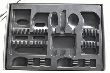 Grey Plastic Blister Packaging Tableware Container Flocked Tray
