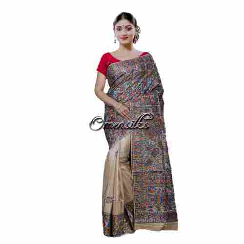 Pure Ghicha Silk Handcrafted Madhubani Saree