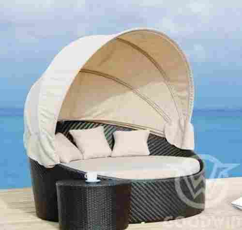 GW2025 Wove Rattan Outdoor Furniture Circular Lying Bed with Tent