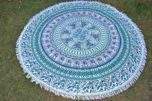 Cotton Fabric Indian Round Mandala Animal Print Towel Roundie