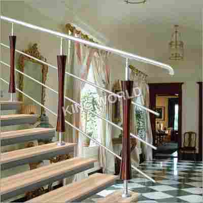 Staircase Railing With Glass And Wood