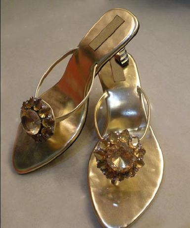 Indian Golden Embroidered Sandals Footwear