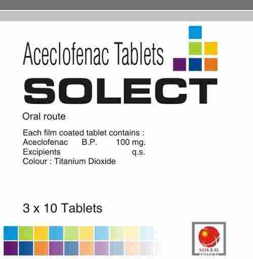 Solect Oral Rute Aceclofenac Tablets