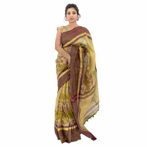 Pure Linen By Linen 120 Count Digital Printed Saree