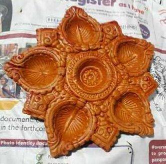 Brown Designer Terracotta Pancha Diya