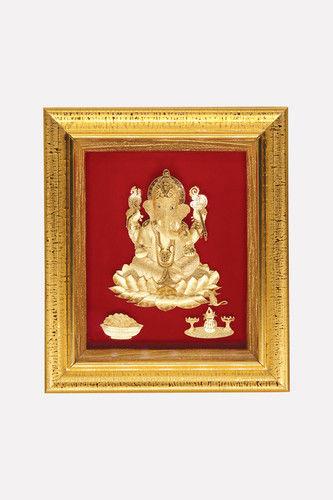 Indian 24K Gold Leaf Ganesha Picture Frame