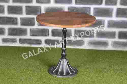 Rough Mango Wood Top Cast Iron Flower Base Dining Table