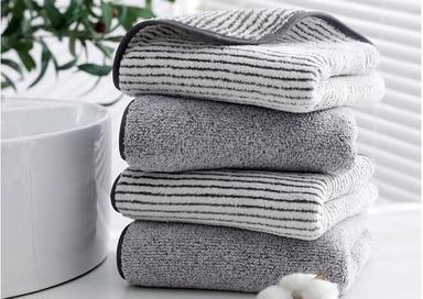 Grey And White Anti Bacterial Bamboo Fiber Cotton Mix Towel