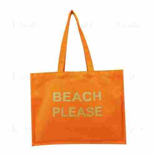 Orange Color Cotton Beach Bag