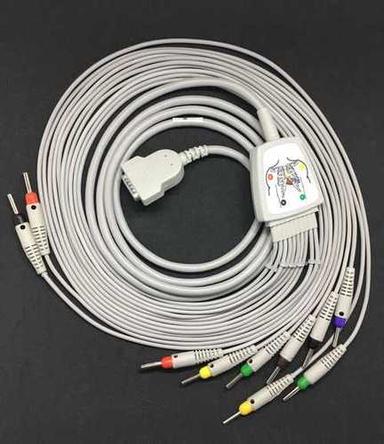 Bone Grey Ge Ecg Recorder Cable Compatible With Mac 400/ Mac 500/ Mac 600