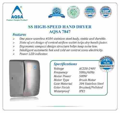 SS High Speed Hand Dryer (AQSA-7847)