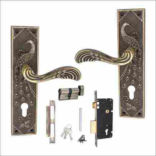Atom Zinc Mayur Pattern Antique Mortise Door Handle With Lock And Key