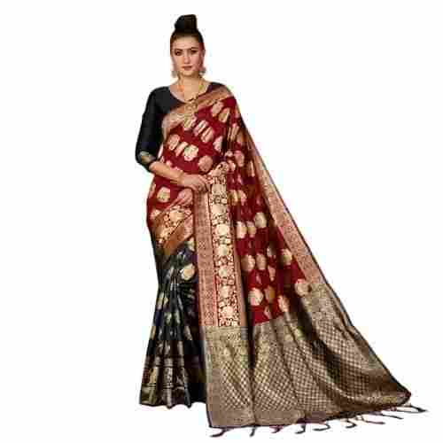 Ladies Banarasi Saree With Unstiched Blouse Piece for Party Wear