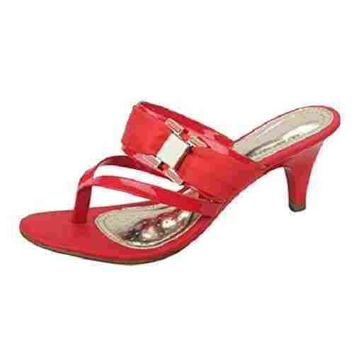 Ladies Fancy Red Color Women Leather Sandals with Medium Heel Size
