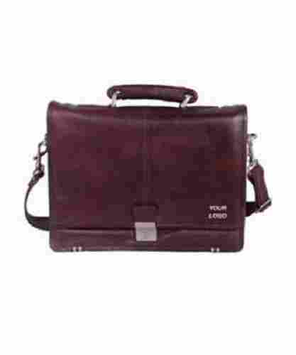 Very Spacious, Light Weight Brown Color And Plain Design Genuine Leather Portfolio Laptop Bag
