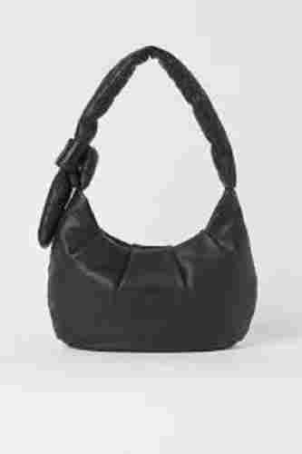 Plain Black Pure Leather Soft Shoulder And Hand Bags For Womens