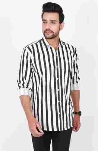 Anti Wrinkle And Breathable Pure Cotton White And Black Colour Casual Wear Shirts For Mens