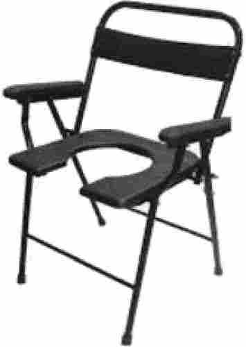 Black Color Mild Steel Delux Commode Adult Support Chair With Armrest