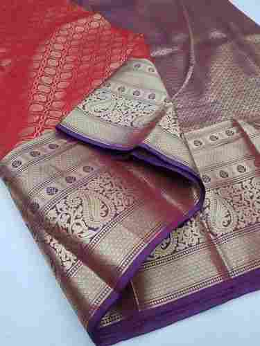 Designer Kanchipuram Silk Saree Blended Bridal Big Border Silk Saree