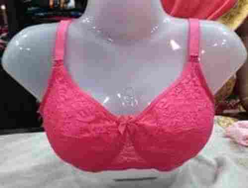 Comfortable And Breathable Pink Colour Half Lycra And Net Ladies Bra 30 To 40 Size
