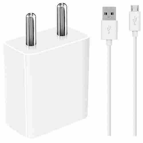 White Color USB Charger For Mobile With 1 Meter Micro Usb Charging Data Cable