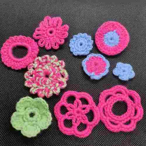 Fancy Cotton Applique Knitted Flowers for Clothes Bags Hats