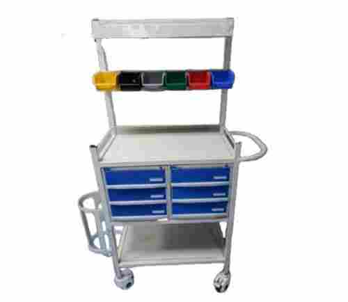 White Powder Coated Rust Proof Rectangle Medical Equipment Trolley