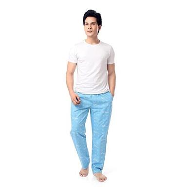 Blue Regular Wear Printed Mens Cotton Payjama For Morning Walk And Sleepwear