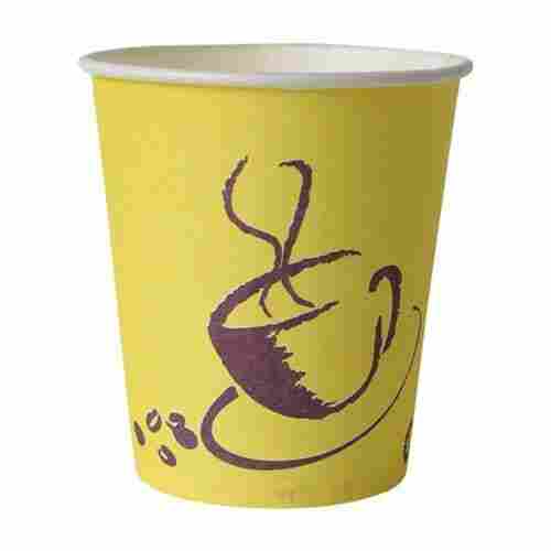 Lightweight And Biodegradable Yellow Printed Disposable Paper Cup, 200 Ml