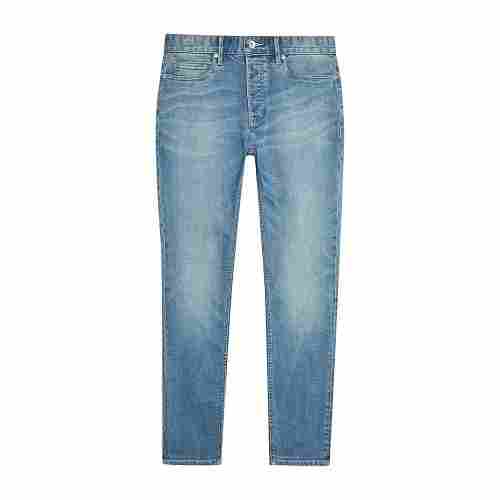 Sky Blue Color Plain Dyed Denim Jeans For Mens With Normal Wash And Straight Fittings