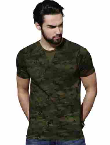 Comfortable Casual Wear Regular Fit Short Sleeves Round Neck Cotton Army T Shirt For Men 