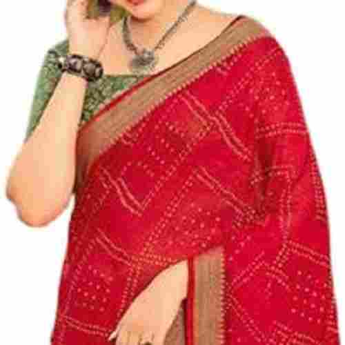 Womens Fancy Party Wear Georgette Chiffon Bandhani Printed Saree 5 Meter