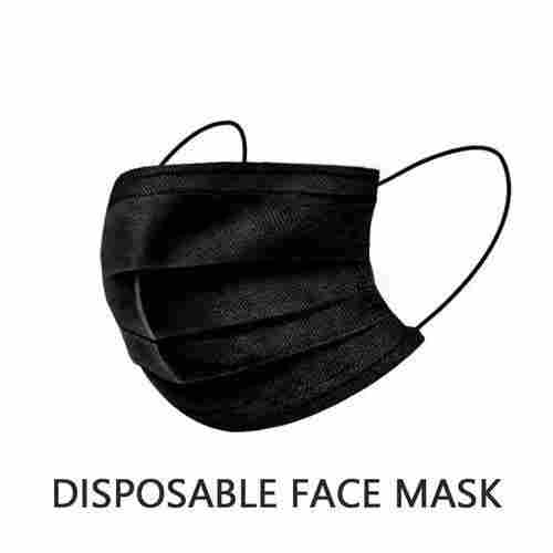 Black Color 3 Layer Disposable Face Mask With Elastic Earloop, Eco Friendly
