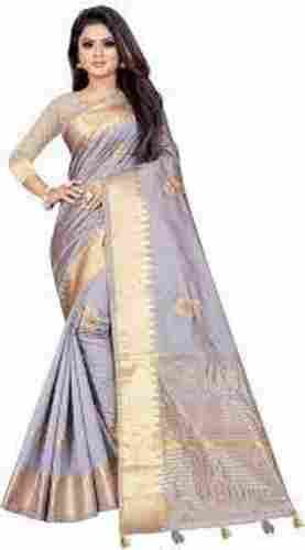 Ladies Elegant Party Wear Zari Woven Assam Cotton Silk Saree 5.5 Meter