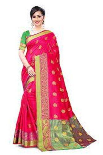 Party Wear Skin Friendly Comfortable Affordable Versatile Delicate Pink Ladies Cotton Saree 