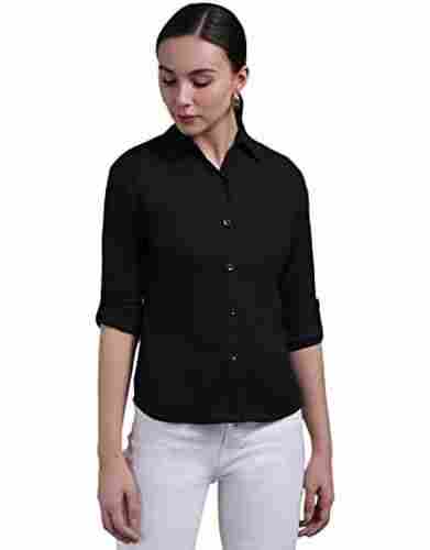 They Women's Long Sleeve Perfect Fit Cotton Black Color Formal Shirt