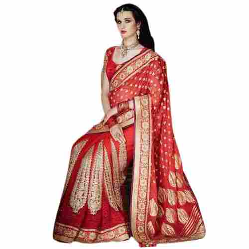 Ladies Red Shade Attractive Design, Comfortable Bridal Saree For Bridal Wear
