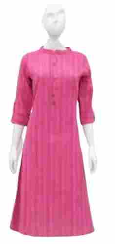 Pink Color and Short Sleeve Daily Wear Cotton Kurti For Women