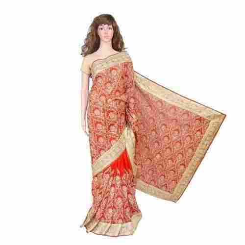 Party And Wedding Wear Full Off Embroidery Design Stone Work Red Georgette Saree 