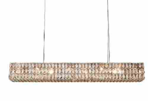 Hanging Glass Chandelier Light With Yellow Led Light Ceiling Mounted Rectangular Shape Width 48inch Height 13inch 