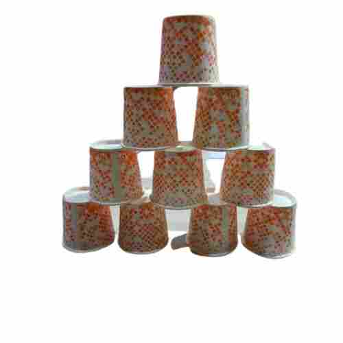 White And Orange Print Color And Round Shape 65 Ml Disposable Paper Cups