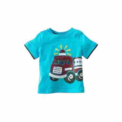 Skin Friendly And Comfortable Blue Printed Half Sleeve Kids Cotton T Shirts