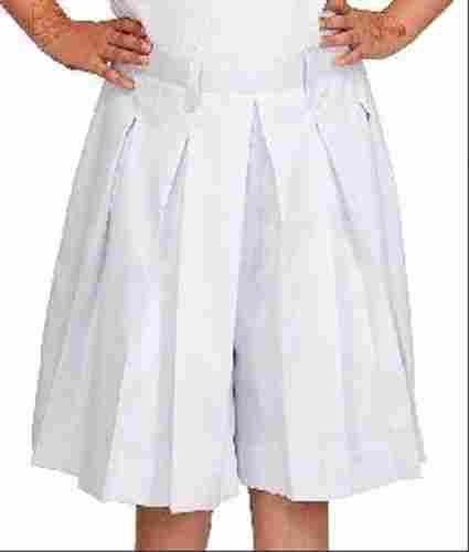 White Colour Plain Pattern Cotton School Uniform Skirt With Washable And Size 14 Inch