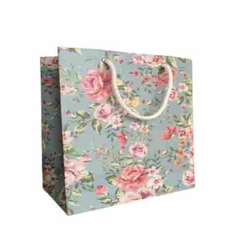 14x8 Inch Eco-Friendly Floral Print Rope Handle Disposable Kraft Paper Bags 