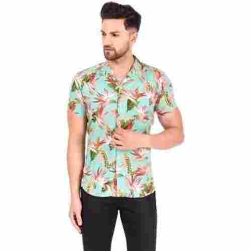 Men'S Printed Pista Colour Polyester Short Sleeves Trendy Beach Shirts
