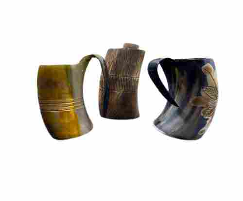 Multicolor Glossy Finish Drinking Horn Mugs For Drinking Purpose With 5 Inch Size
