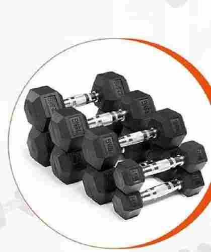 Black Color Hex Dumbbell With Silver Color And Metal Rod
