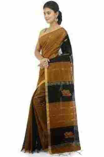 Unique Design Lightweight And Dull-Finished CrAaPe Fabric Handloom Cotton Sarees