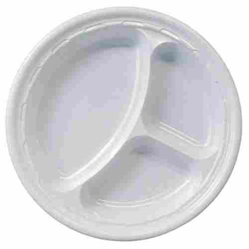 Three Compartment Round Disposable Plastic Plate For Event And Parties